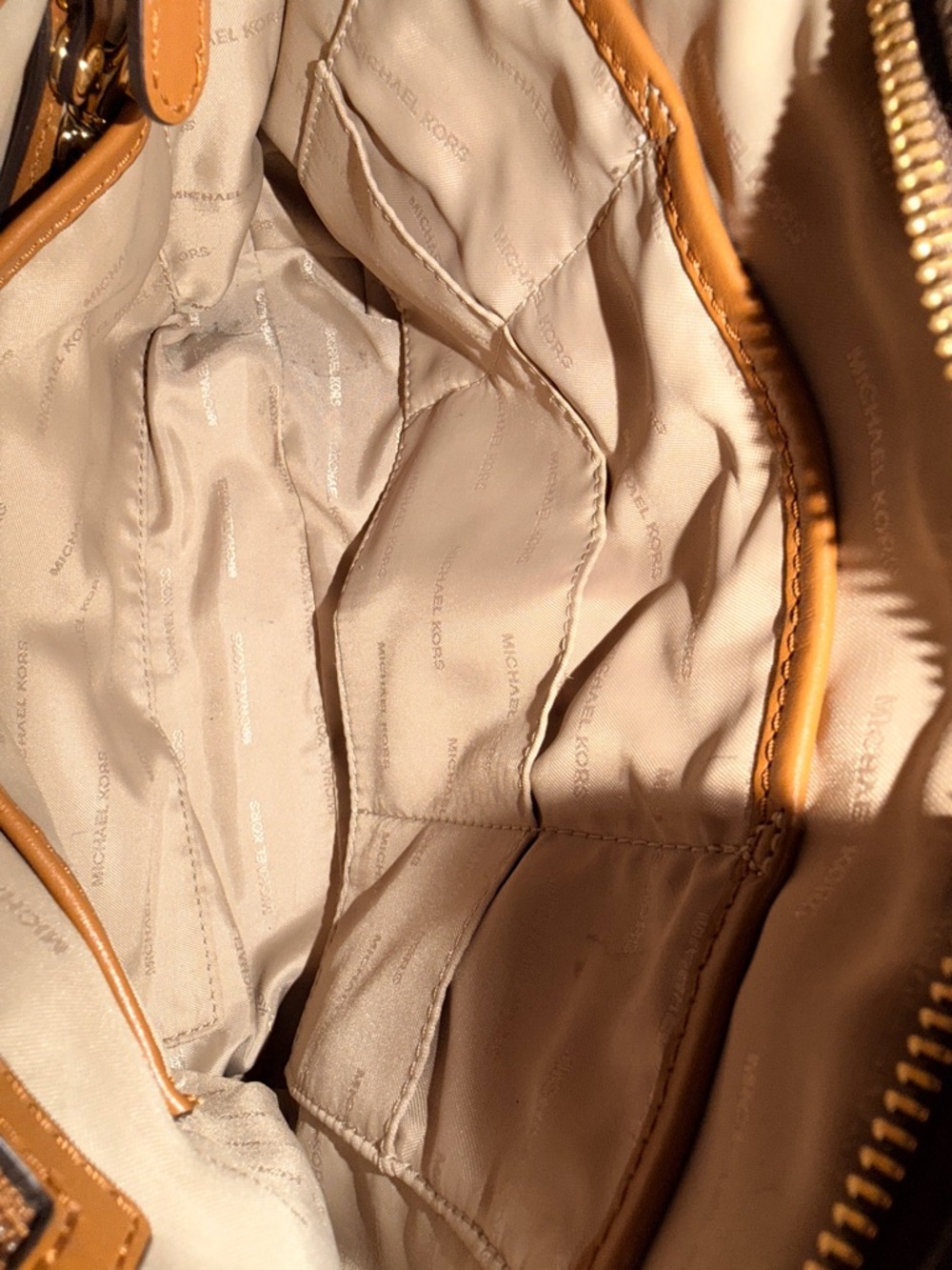 Michael Kors Dark Brown Signature Crossbody Bag with Tan Strap - Picture 5 of 15